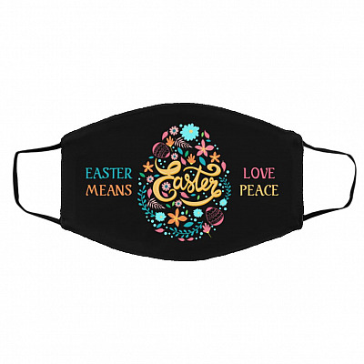 Happy Easter, Black, Cloth Face Cover – Medium/Large