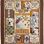 I Asked God For A True Friend So HeBlanket, White, Cozy Plush Fleece Blanket - 50x60