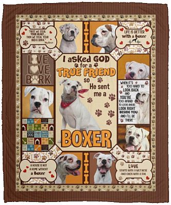 I Asked God For A True Friend So HeBlanket, White, Cozy Plush Fleece Blanket - 50x60