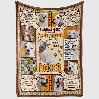 Alternative view of I Asked God For A True Friend So He Sent Me A White Boxer Fleece Blanket - Mink Sherpa Blanket - Woven Blanket