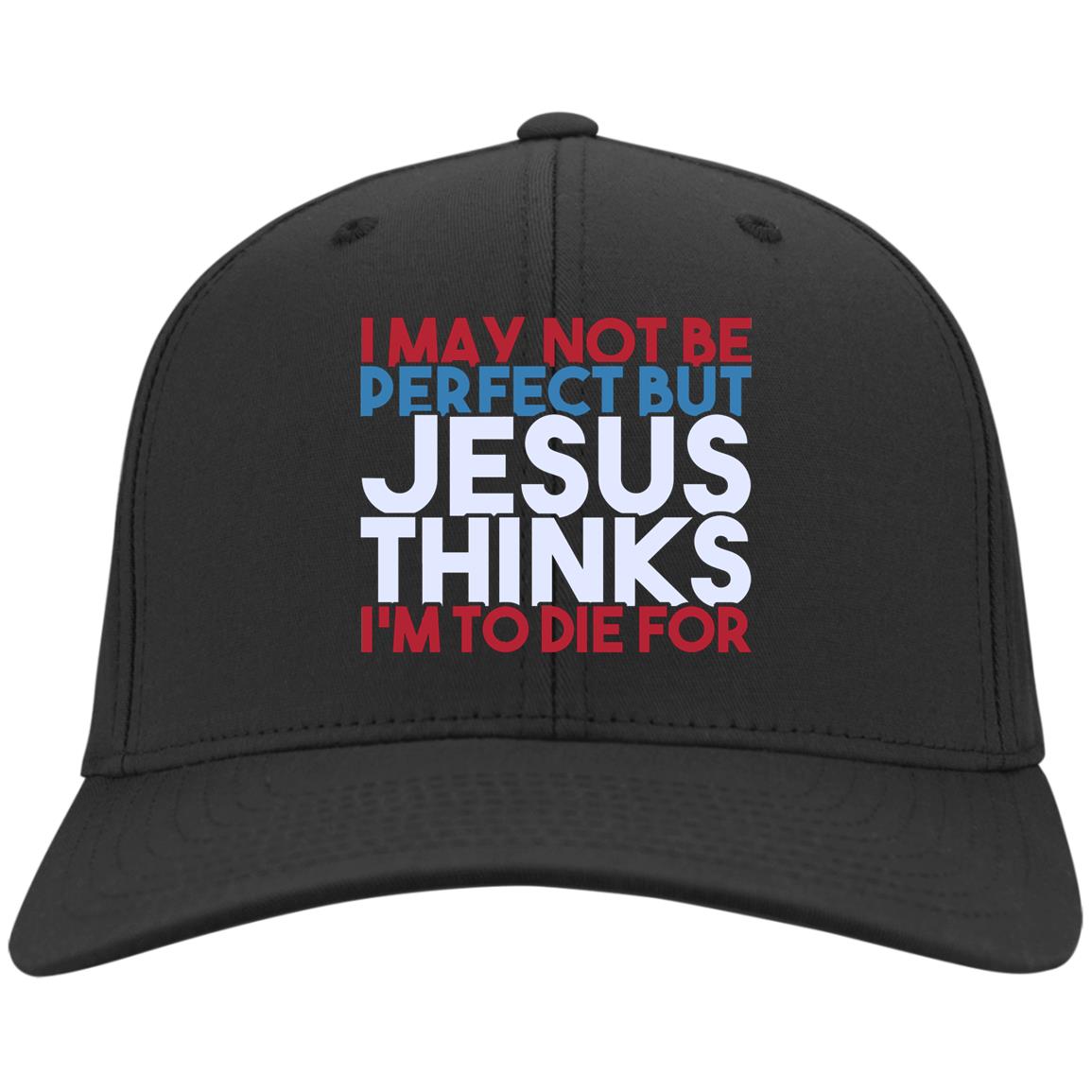 I May Not Be Perfect But Jesus, Black, Twill Cap