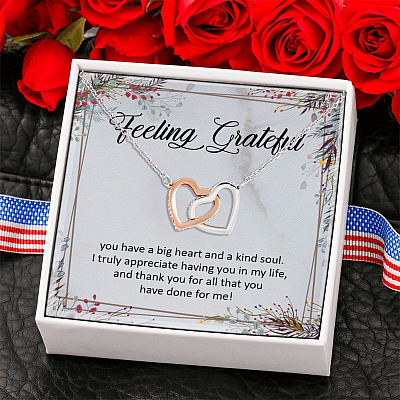 Feeling Grateful You Have A Big Heart And A Kind Soul Interlocking Hearts Pendant Necklace