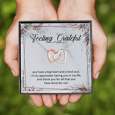 Alternative view of Feeling Grateful You Have A Big Heart And A Kind Soul Interlocking Hearts Pendant Necklace
