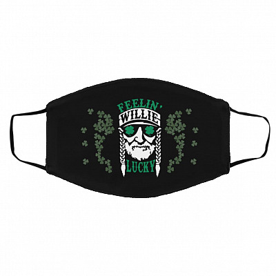 Willie Lucky St Pat, White, Cloth Face Cover – Medium/Large