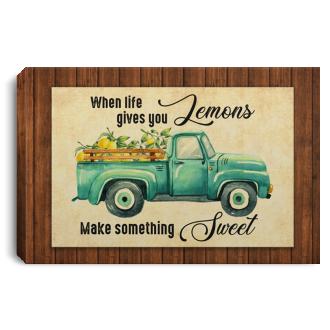 When Life Gives You Lemon Make Something Sweet Vintage Gallery Wrapped Framed Canvas Prints - Unframed Poster, White, 0.75'' Framed Canvas