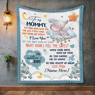 Alternative view of Personalized I Love You Mom Happy First Mothers Day Fleece Blanket - Sherpa Blanket - Woven Blanket