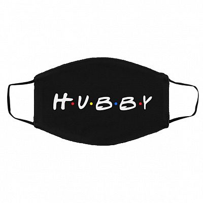 Friends Hubby, Black, Cloth Face Cover – Medium/Large