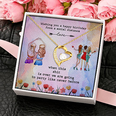 Alternative view of Wishing You a Happy Birthday from a Social Distance Birthday Gift Forever Love Pendant Necklace