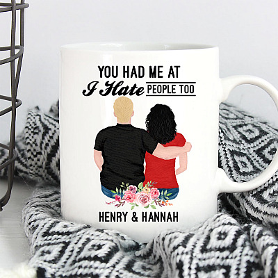 Alternative view of Personalized You Had Me at and I Hate People Too - Funny Romantic Anniversary Coffee Mug - Water Bottle