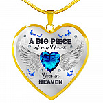 A Big Piece of My Heart Lives in Heaven - Memorial Gifts Family Heart Pendant Necklace - Heart Luxury Necklace (Gold Plated)