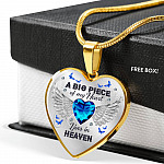 A Big Piece of My Heart Lives in Heaven - Memorial Gifts Family Heart Pendant Necklace - Heart Luxury Necklace (Gold Plated)