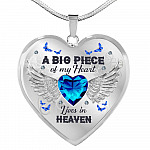 A Big Piece of My Heart Lives in Heaven - Memorial Gifts Family Heart Pendant Necklace - Heart Luxury Necklace (Silver)