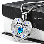 A Big Piece of My Heart Lives in Heaven - Memorial Gifts Family Heart Pendant Necklace - Heart Luxury Necklace (Silver)