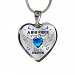 A Big Piece of My Heart Lives in Heaven - Memorial Gifts Family Heart Pendant Necklace - Heart Luxury Necklace (Silver)