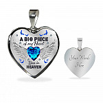 A Big Piece of My Heart Lives in Heaven - Memorial Gifts Family Heart Pendant Necklace - Heart Luxury Necklace (Silver)