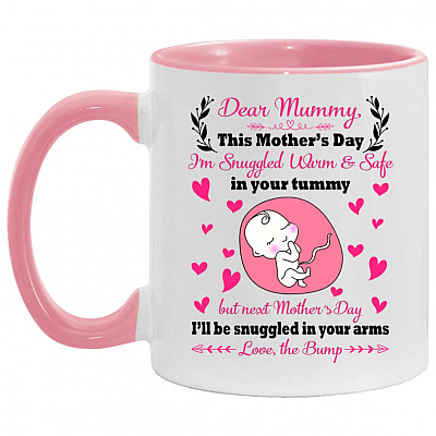 Dear Mummy Acc Mug, White/Pink, 11 oz. Accent Mug