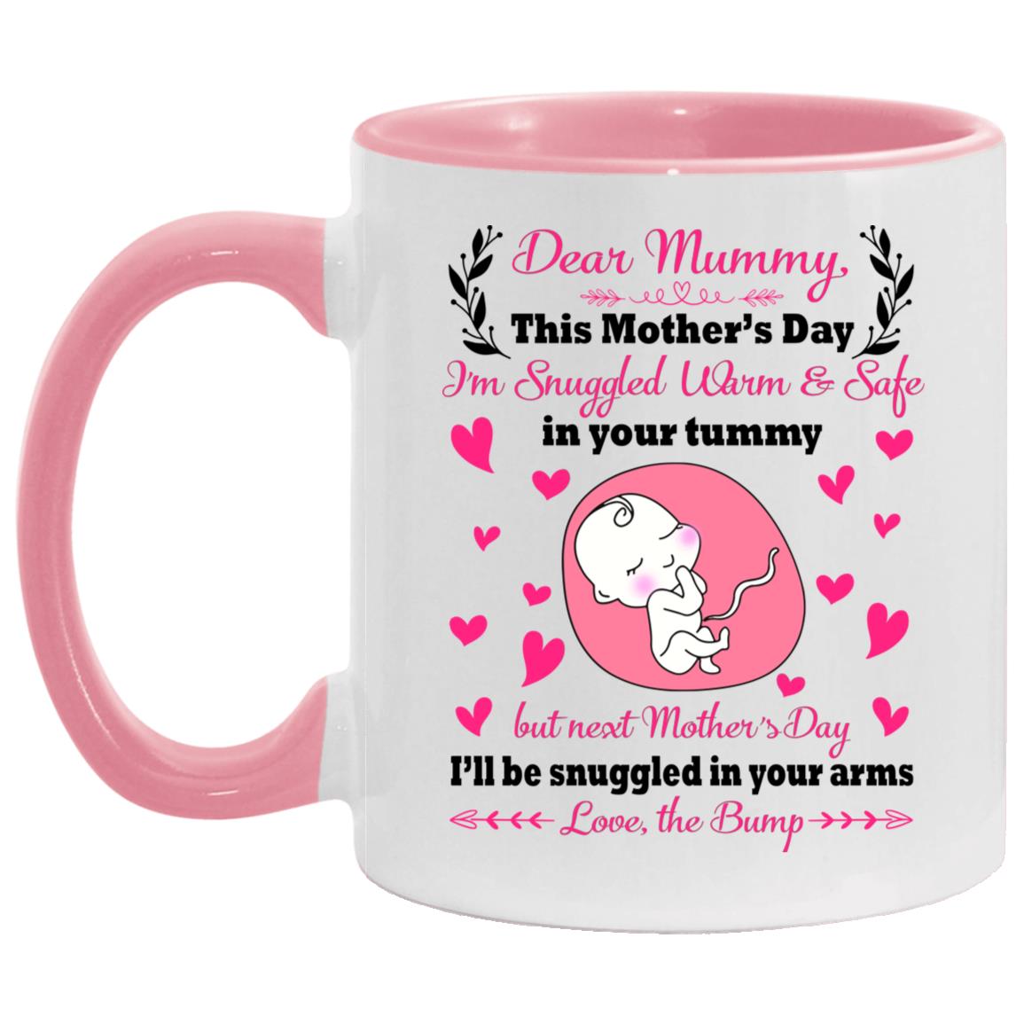 Dear Mummy Acc Mug, White/Pink, 11 oz. Accent Mug