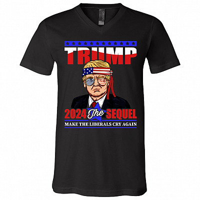 trump vneck, Black, V-Neck T-Shirt
