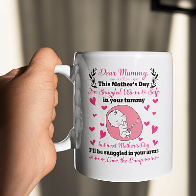 Alternative view of Dear Mummy This Mother's Day I'm Snuggled Warm And Safe Ceramic Coffee Mug - Beer Stein - Water Bottle
