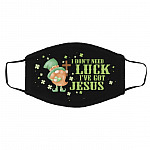 Gnome I Don't Need Luck, Black, Cloth Face Cover – Medium/Large