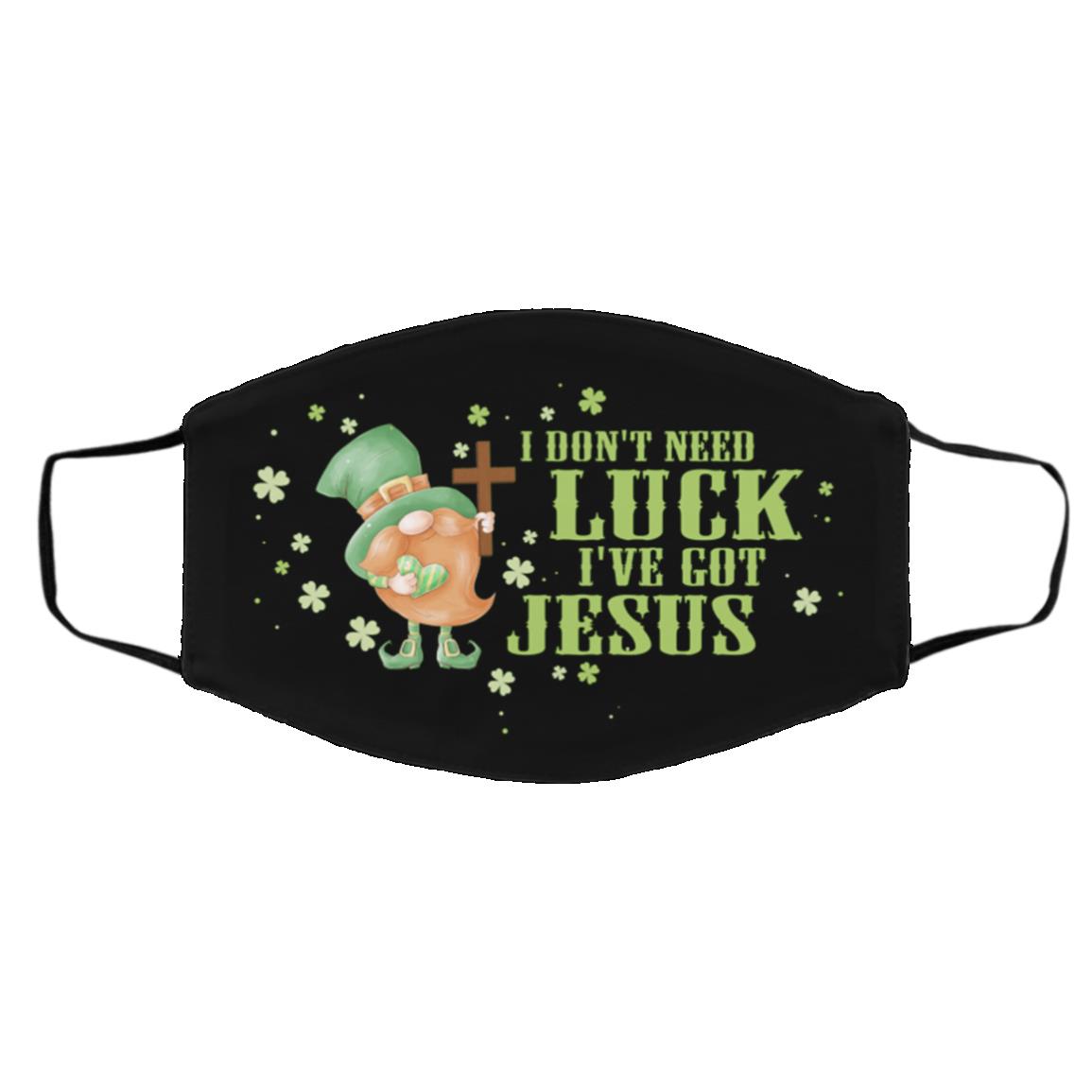 Gnome I Don't Need Luck, Black, Cloth Face Cover – Medium/Large