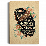 Amanda Gorman the Hill We Climb Poet - Quiet Isn't Always Peace and Justice Feminist Framed Canvas Prints - Unframed Poster, White, 0.75'' Framed Canvas