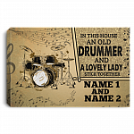 Personalized In This House An Old Drummer And A Lovely Lady Gallery Wrapped Framed Canvas Prints - Unframed Poster, White, 0.75'' Framed Canvas