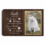 Personalized Custom Photo Your Life Was A Blessing Pet Memorial Framed Canvas - Sympathy Dog Unframed Poster, White, 0.75'' Framed Canvas