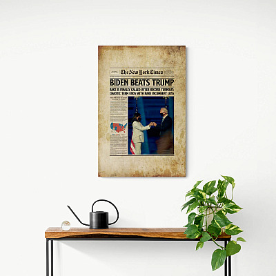 Alternative view of Biden Beats Trump Cover Of Times News - Biden Harris Inauguration Day 2021 Canvas Prints - Unframed Poster