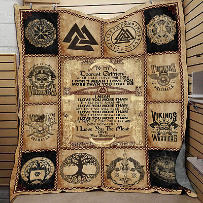 Viking To My Dearest Girlfriend Fleece Blanket - Premium Sherpa Blanket - Viking Blanket For Girlfriend From Boyfriend