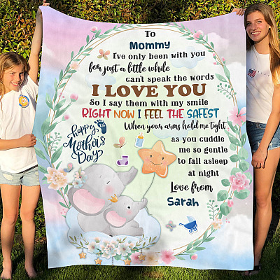 Alternative view of Personalized To My Mommy I've Only Been With You For Just A Little While Fleece Blanket - Mink Blanket