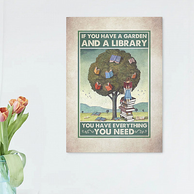 Alternative view of If You Have A Garden And A Library You Have Everything You Need Framed Canvas - Unframed Poster - Book And Gardening Wall Art