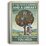 If You Have A Garden And A Library You Have Everything You Need Framed Canvas - Unframed Poster - Book And Gardening Wall Art, White, 0.75'' Framed Canvas