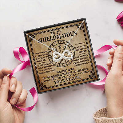 Alternative view of To My Shieldmaiden Sometimes It's Hard To Find Infinity Heart Pendant Necklace - Viking Wife Necklace