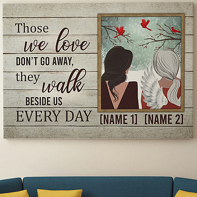 Alternative view of Personalized Those We Love Don't Go Away They Walk Beside Us Every Day - Memorial Loved Ones Canvas - Poster