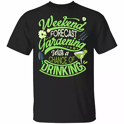 Weekend Forecast Gardening, Black, Unisex T-Shirt