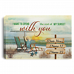 Personalized I Want To Spend The Rest Of My Sunset With You Beach Wrapped Framed Canvas - Unframed Poster, White, 0.75'' Framed Canvas