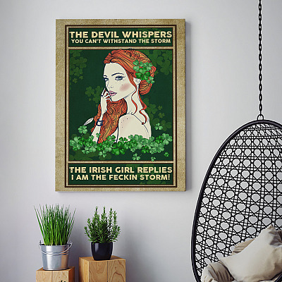 Alternative view of The Irish Girl Replies I Am The Fecking Storm Framed Canvas - Irish Woman Unframed Poster
