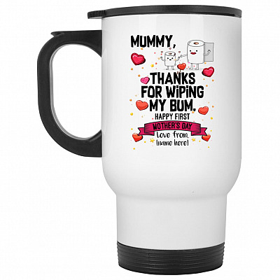 14 oz. White Travel Mug