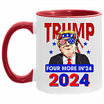 Anti Biden Is Not My President - Trump Four More Years in 2024 Pro Trump Accent Mug, White/Red, 11 oz. Accent Mug