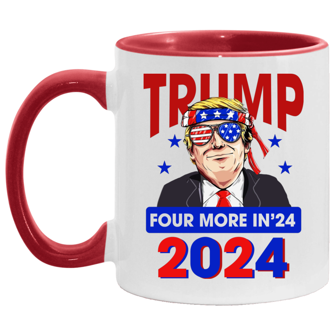 Anti Biden Is Not My President - Trump Four More Years in 2024 Pro Trump Accent Mug, White/Red, 11 oz. Accent Mug