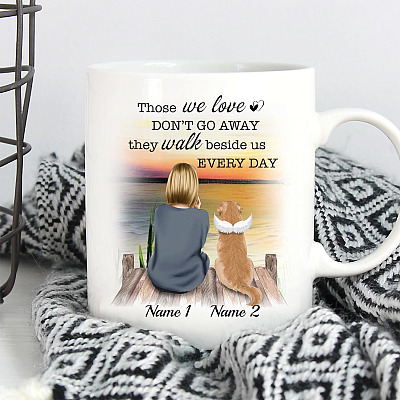 Alternative view of Personalized Loss Dog Memorial Gift - Those We Love Don't Go Away They Walk Beside Us Ceramic Coffee Mug