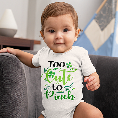 Alternative view of Too Cute To Pinch Baby Onesie - Baby Infant Bodysuit - St Patrick's Day Gifts For Baby