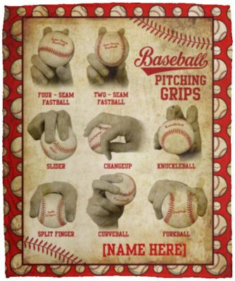 Personalized Baseball Pitching Grips Blanket, White, Cozy Plush Fleece Blanket - 50x60