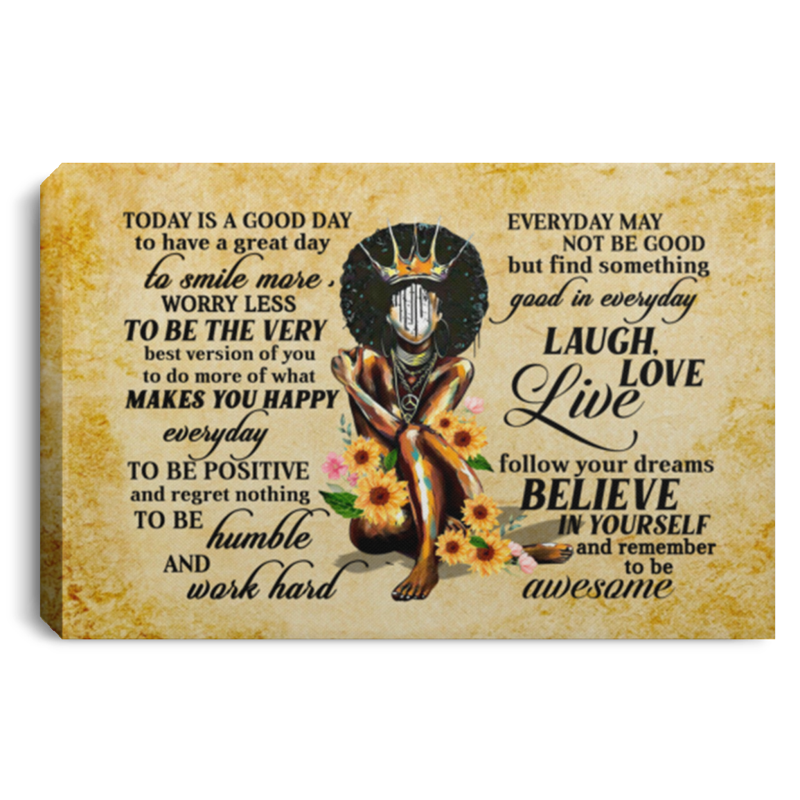 Today Is a Good Day Motivational Wrapped Framed Canvas Prints - Unframed Poster - Home Decor Wall Art, White, 0.75'' Framed Canvas