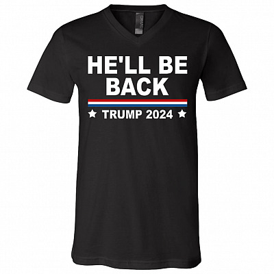 trump vneck, Black, V-Neck T-Shirt