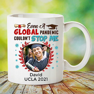 Alternative view of Personalized Photo Graduation Even a Pandemic Couldn't Stop Me Coffee Mug- Beer Stein- Water Bottle - Color Changing Mug