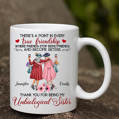 Alternative view of Personalized True Friendship Become Unbiological Sister - Gift for Bff Ceramic Coffee Mug - Water Bottle