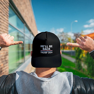 Alternative view of Trump 2024 He Will Be Back Twill Cap - Snapback Hat - Trump Is Still My President Trucker Hat 2021