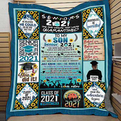 Alternative view of From Mom To My Son Senior 2021 You Were Born When The World Was Grieving Fleece Blanket - Premium Sherpa Blanket